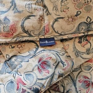 Vtg 90s Ralph Lauren PROVENCE Twin Comforter Jacobean Floral Scroll Linen Blend
